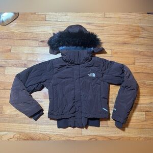 North Face Hyvent Black Down Women's Puffer Jacket Size Xs Hooded W Fur